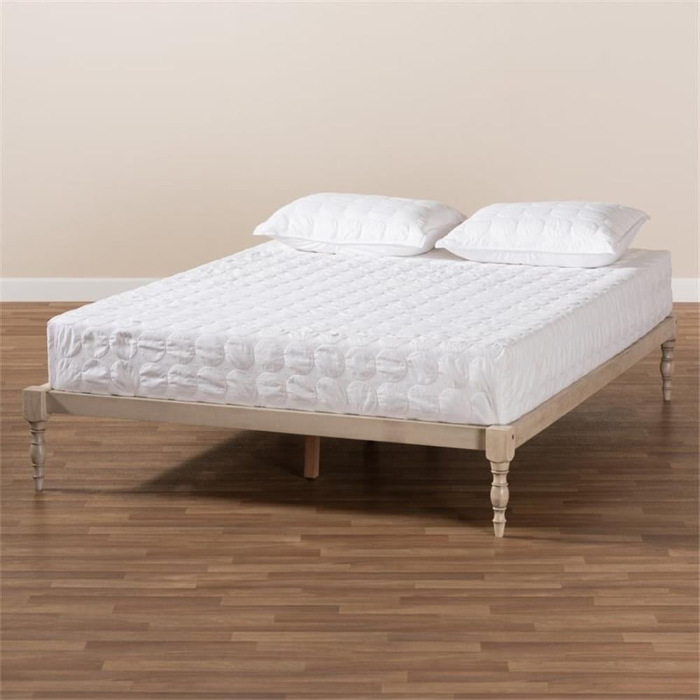 Bowery Hill Queen Size White Finished Wood Platform Bed Frame