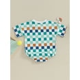 thumbnail image 4 of Hirigin Newborn Baby Boy Girl Clothes Checkered T-Shirt Bubble Romper Oversized Short Sleeve One-Piece Summer Outfit, 4 of 8