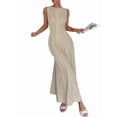 thumbnail image 4 of Womens Tank Maxi Dress Sleeveless Crew Neck Summer Folds Dresses Formal A Line Modest Party Dress Color XL, 4 of 5