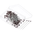 thumbnail image 1 of Alfileres de costura de alambre de acero Uxcell de 1.46 pulgadas con cabeza de bola perlada, alfileres rectos para tela decorativa marrón 400 Pcs, 1 of 6