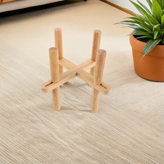 SEWCHICS Wooden Plant Stand Coffee Color with Extendable Structure for Indoor Flower Pot Display