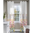 thumbnail image 4 of Pink Flowers Sheer Curtains 63 Inch Length 2 Panels Set for Living Room/Bedroom, Spring Floral Daisy Farmhouse Pastoral Botanical Kitchen Curtains Grommet Curtains Window Treatments 42"x63"x2, 4 of 7