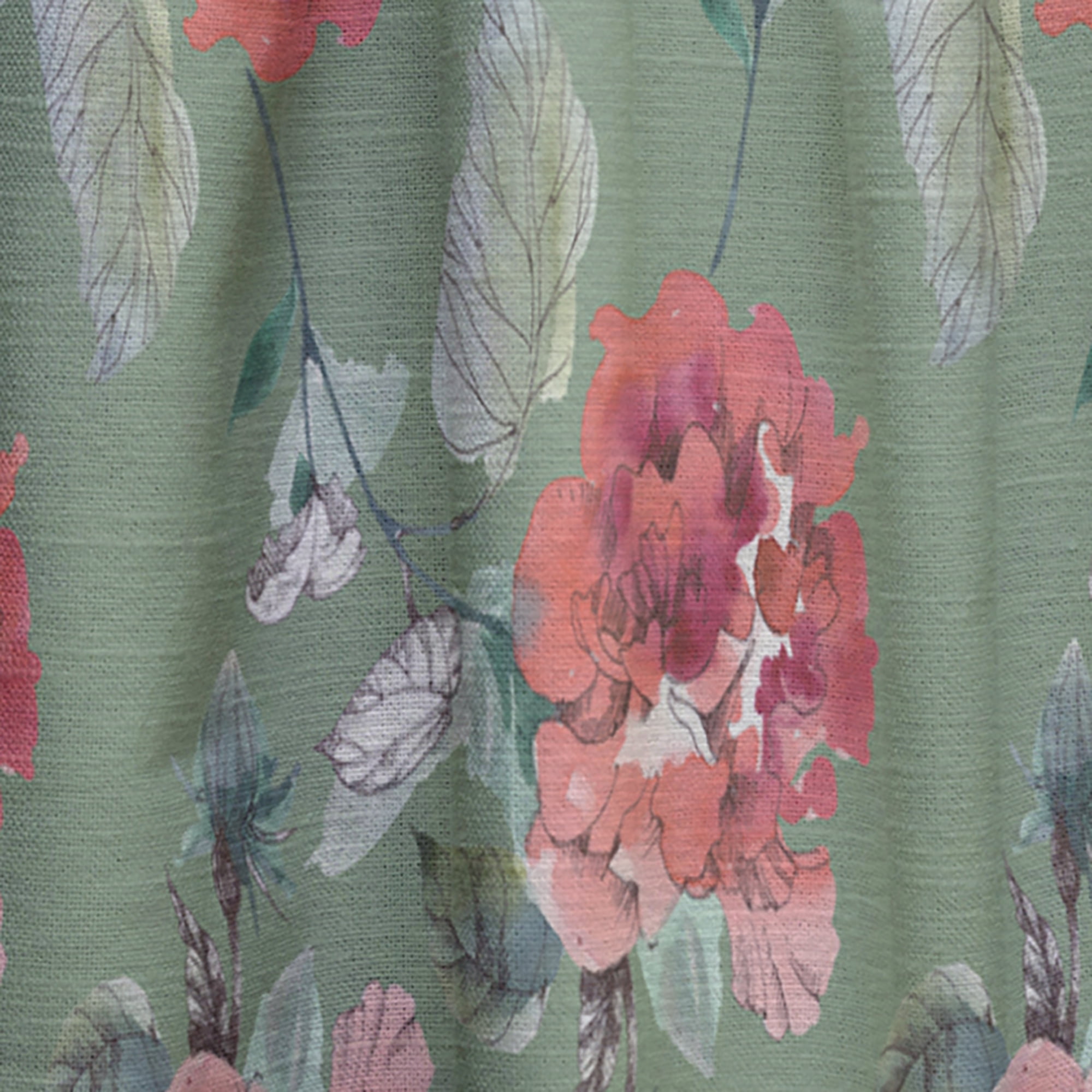 Designart 'Flowers With Green Leaves I' Floral Curtain Panel
