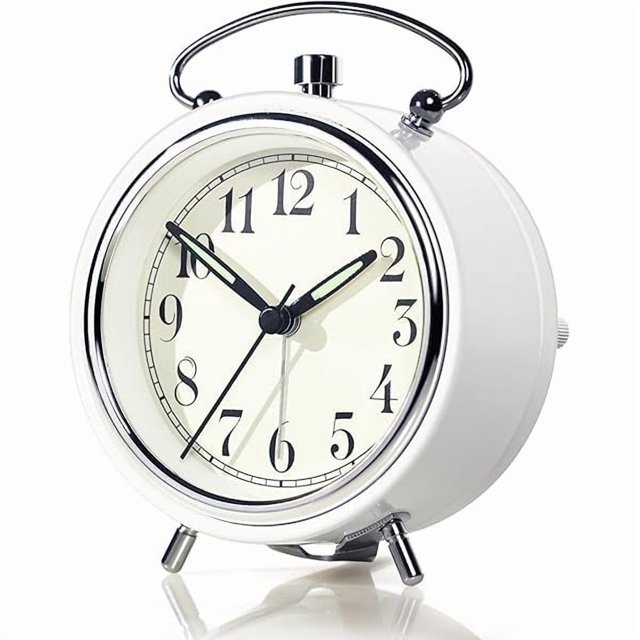 wonima44 AYRELY® 4" Super Loud Alarm Clock for Heavy Sleepers, Desk Clock with Built-in Metal Bell, Silent Analog Table Clock with Night Light for Bedroom, Bedside, Office, Kitchen (Bright White)