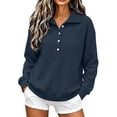 thumbnail image 2 of Maplenight Womens Henley Sweatshirts Waffle Knit Button Up Pullover Sweatshirt Side Slit Long Sleeve Casual Fall Tops, 2 of 7