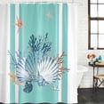 thumbnail image 4 of Small Stall Shower Curtain 48x72 Inch Narrow Half Size Summer Coastal Bath Curtains Bathroom Decor, Watercolor Shells Coral Starfish Ocean Blue Waterproof Fabric Shower Curtain Set with Hooks 48 Inch, 4 of 7