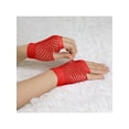 thumbnail image 5 of Unique Bargains Gants Résille Sans Doigts à Trou pour le Pouce pour Femmes Longueur Coude Rouges Courts-1 Paire, 5 of 5