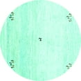 thumbnail image 1 of Ahgly Company Machine Washable Indoor Round Solid Turquoise Blue Modern Area Rugs, 6' Round, 1 of 4