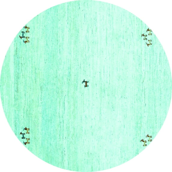 Ahgly Company Machine Washable Indoor Round Solid Turquoise Blue Modern Area Rugs, 6' Round