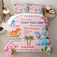 thumbnail image 2 of Feelyou Pink Kawaii Dinosaur Quilt Full for Girls, Cartoon Tropic Wildlife Full Bedspread Sets, Pink, 3 Pieces, 2 of 7