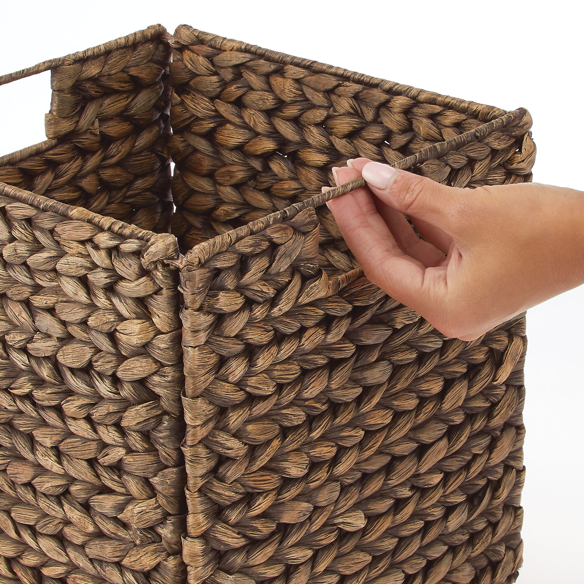 mDesign Woven Hyacinth Kitchen Storage Organizer Basket Bin, 8 Pack, Brown Wash