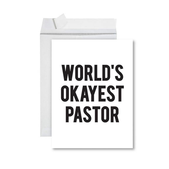 Koyal Wholesale Funny World's Okayest, Blank Greeting Card with Envelope, Humour, Banter, Pastor, Set of 1