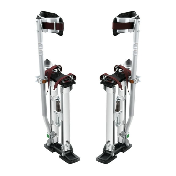 SKYSHALO Aluminum Drywall Stilts, Adjustable 18''-30'', with Safety Knee Pads, Sturdy & Anti-Slip for Painting, Sheetrock Work, Taping, Silver