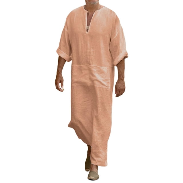 Túnica larga musulmana árabe para hombre, ropa informal de Oriente Medio, túnicas islámicas Thobe Kaftan