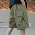 thumbnail image 2 of Cargo Shorts For Boys 10-12 9-10 Years Boy Cargo Shorts Size 14-16 Boys Summer Shorts Baggy Jorts Boy Baggy Jorts Boys Quick Dry Gym Sports Army Green, 2 of 5
