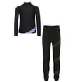 thumbnail image 3 of TiaoBug Kids Girls Shiny Figure Ice Skating Long Sleeve Jacket with Gymnastics Leggings Set Light Purple 6, 3 of 6