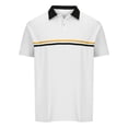 thumbnail image 5 of IYTR Mens Sports T Shirts Fashion Striped Summer Comfy Short Sleeve T Shirts Button Up Lapel Sports Fitness Golf Shirts Casual White M, 5 of 6