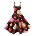 thumbnail image 4 of Valentines Dress for Women Sleeveless Midi Dress Round Neck A-Line Vintage Valentine Heart Print Party Dresses Pink M, 4 of 6