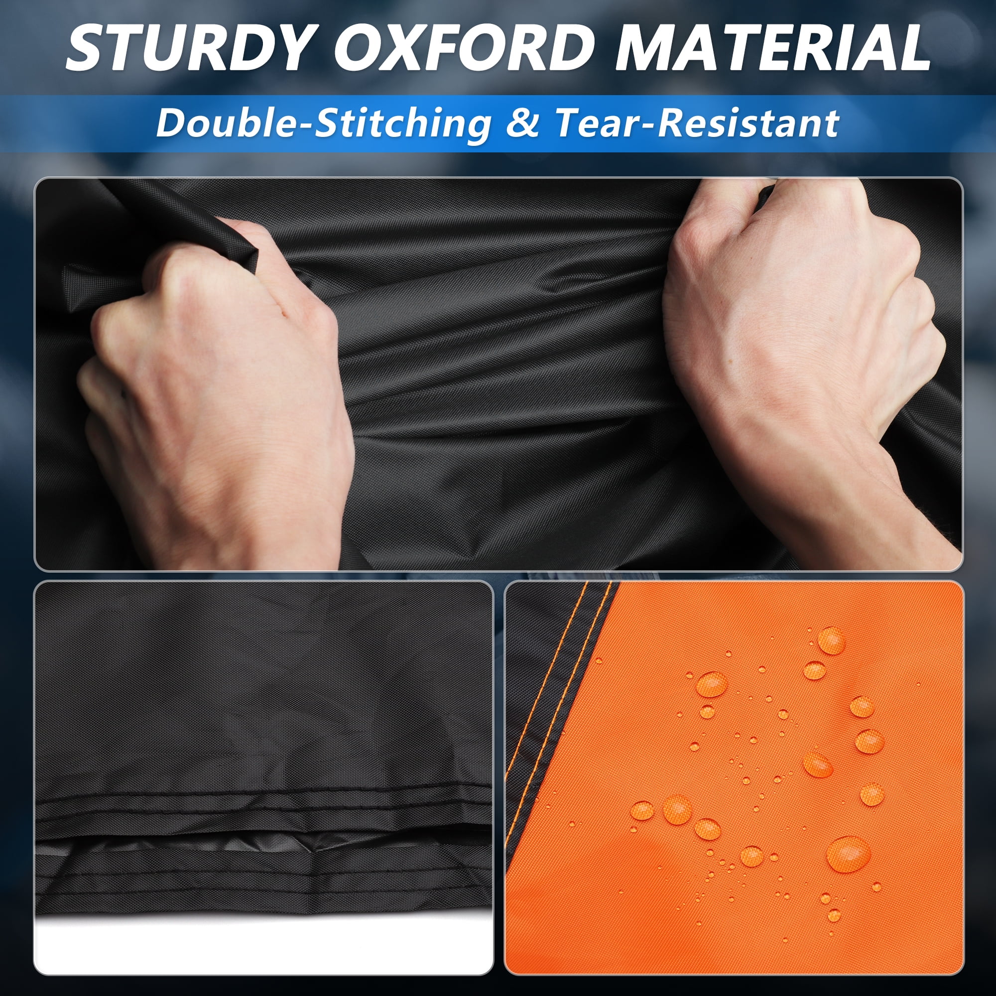 Motorcycle Cover Waterproof Outdoor 300D Oxford Heavy Fabric Scooter Cover Motorbike Cover with Lock-Hole All Weather Protection Orange Fits Up to 220cm/87"