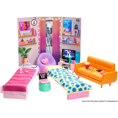 Barbie: Big City, Big Dreams Dorm Room Playset with Furniture & Accessories, 3 to 7 Years