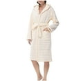 thumbnail image 4 of Censtreet Women's Bathrobe, Fleece Hooded Robe, Winter Plush Absorbent Quick-Dry Long House Coat, 4 of 5