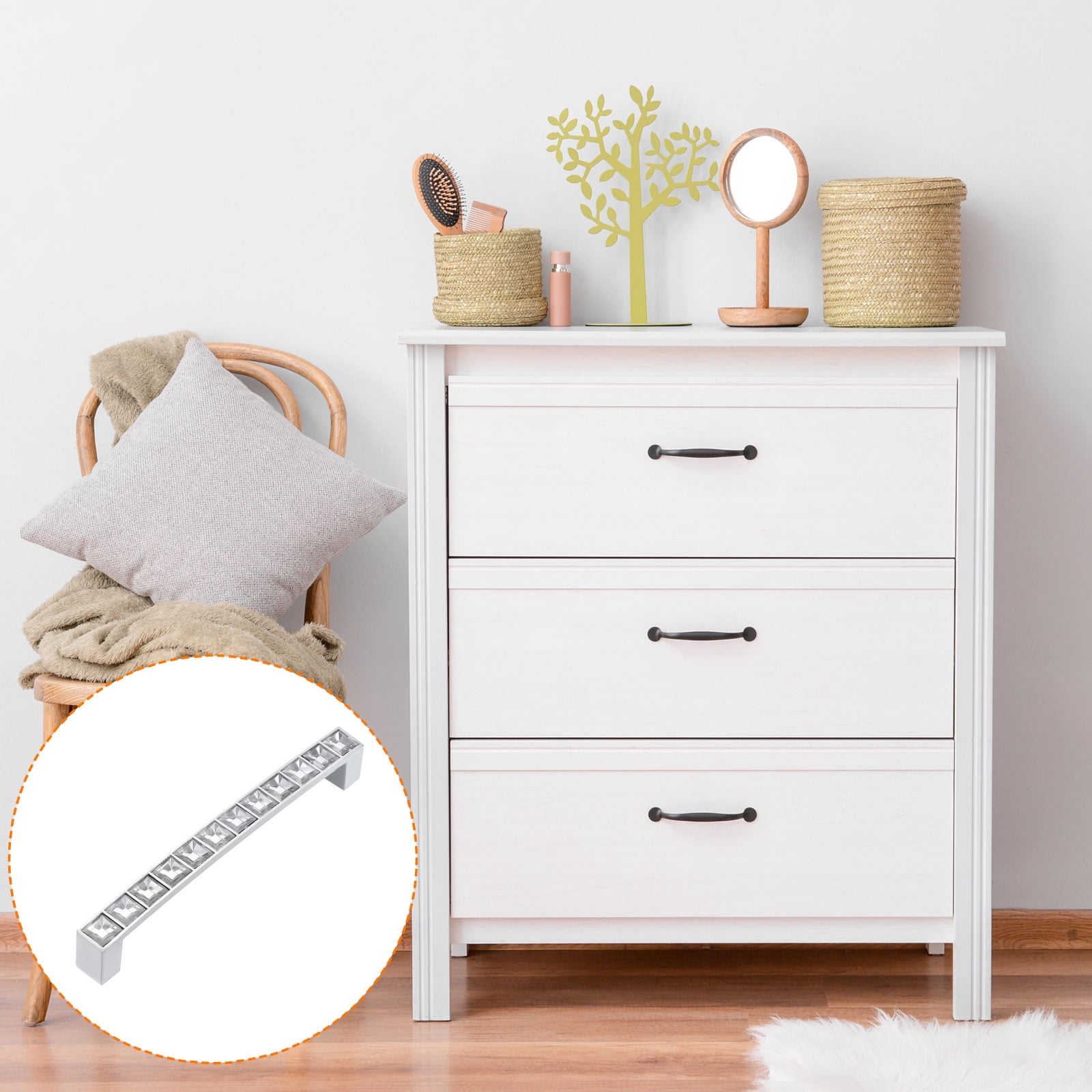 Cabinet Pulls Drawer Handles 128mm Hole Centers Alloy Crystal with Screws 12Pack