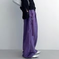 thumbnail image 4 of Pantalones Pantalones holgados para mujer Traje de calle de cintura alta informal de gran tamaño (Púrpura L) Cgtredaw Púrpura T L para Mujer, 4 of 9