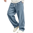 thumbnail image 4 of SAWOBUUN Men's Wide Leg Corduroy Pants Elastic Waist Loose Fit Trousers Soft Straight Leg Casual Slacks for Fall Winter, 4 of 8
