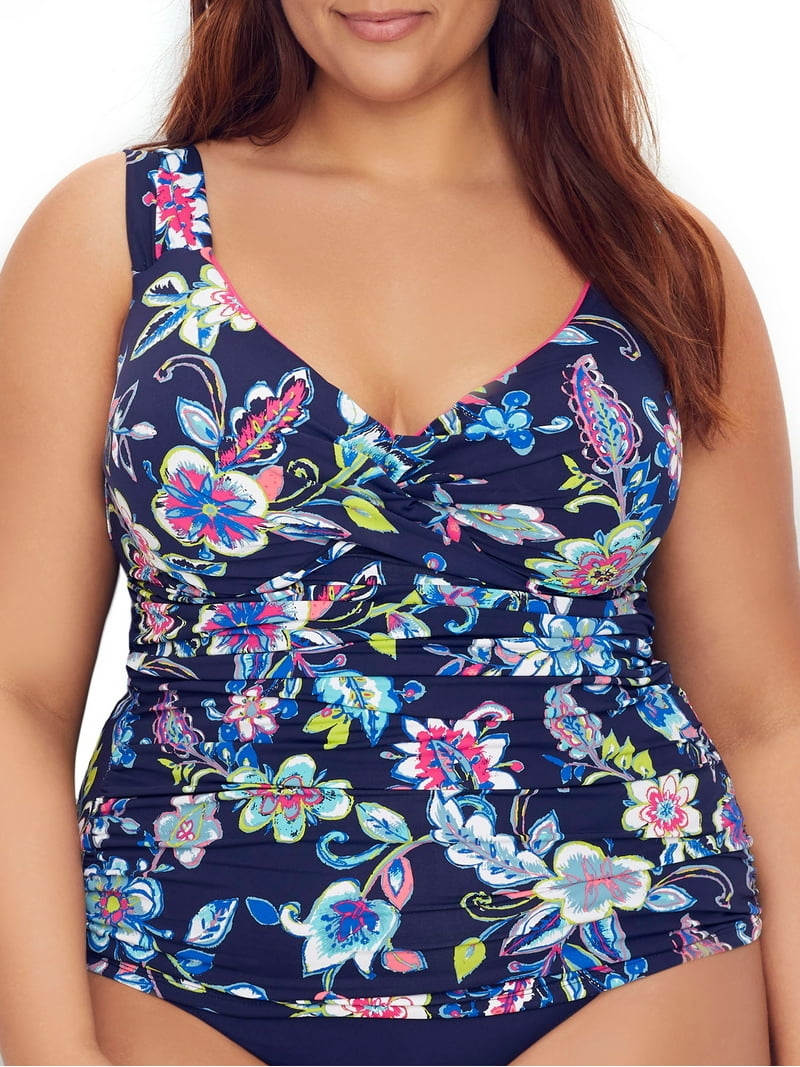 anneスクイーズ Anne Cole Signature Womens Plus Size Holiday Paisley Tankini Top