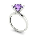 thumbnail image 2 of Clara Pucci 14K White Gold Solid Gold Alexandrite Solitaire Anniversary Ring for Women - 2.5 cttw Round Cut, 2 of 8