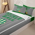 thumbnail image 3 of Castle Fairy Pickleball Print Zipper Twin Comforter Sets with Fitted Sheet and 2 Pillowcases, Sport Checkered Paddle Pattern Zipper Bedding Set, Green Gray,4-Piece, 3 of 6