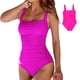 thumbnail image 3 of Traje de baño de una pieza para mujer, trajes de baño conservadores de moda con correas para los hombros para fiesta en la playa, natación, rosa rojo XL, 3 of 6