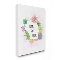 The Stupell Home Decor Collection Wisconsin State Home Sweet Home Succulent Watercolor Vignette Canvas Wall Art