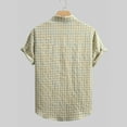 thumbnail image 5 of WREESH Men's Summer Casual Button Down Shirts Short Sleeve Turndown Collar Shirts with Solid Color for Men's Pocketless Tops Yellow, 5 of 7