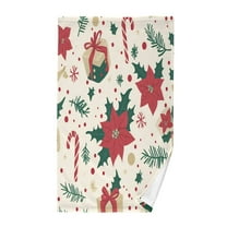 Yayeee 100% Cotton Hand Towels for Bathroom 16" x 28" Kitchen Towel, Christmas Floral