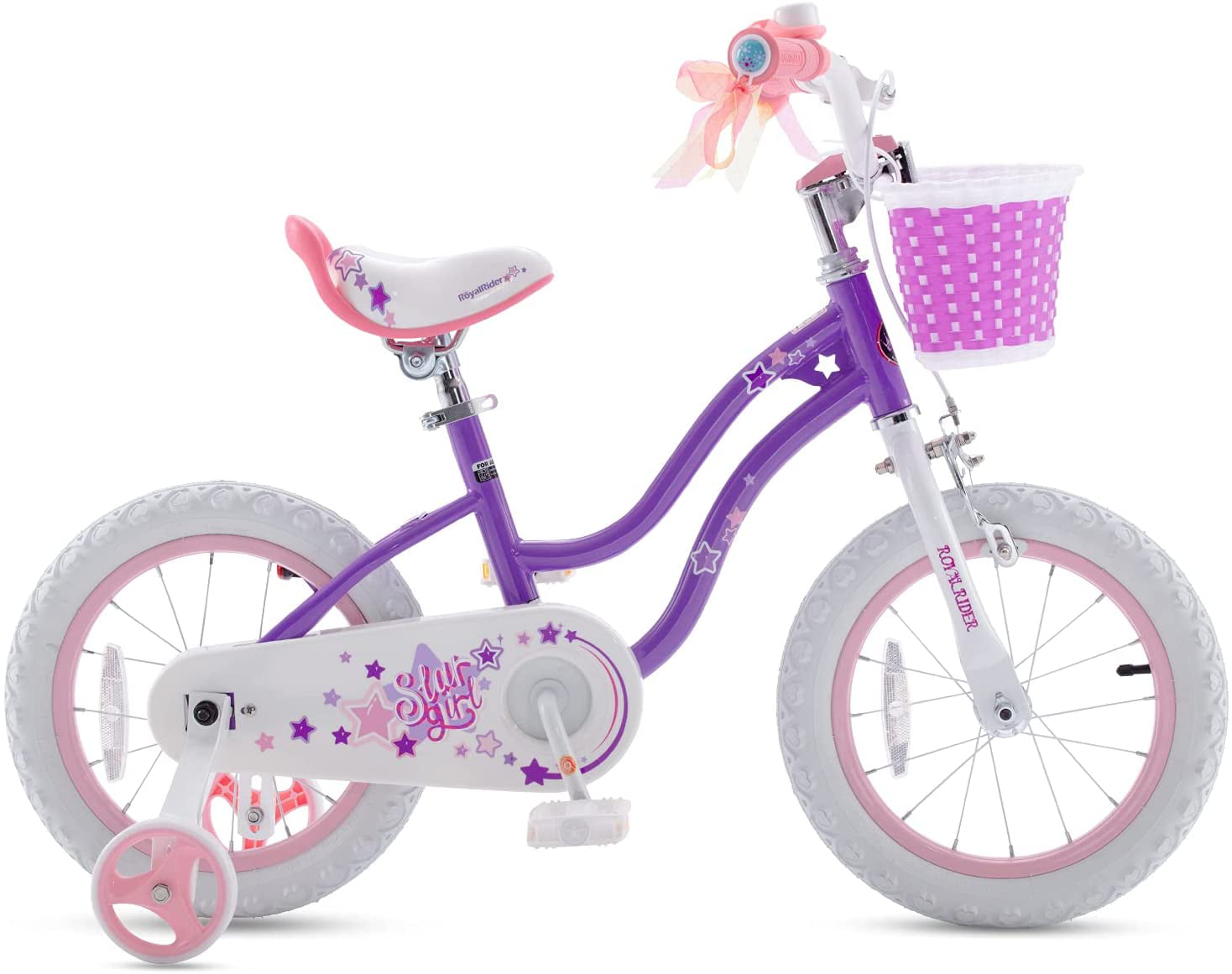 RoyalBaby Girls Kids Bike Stargirl 12 14 Inch Bicycle with Basket Training Wheel