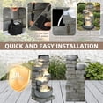 thumbnail image 7 of EPICOZY 33" Tall Outdoor Water Fountain, 5 Tier Cascading Bowls and Stacked Stone Wall Waterfall Fountain with Warm LED Lights, Resin Garden Water Feature for Patio, Backyard and Home Art Décor, 7 of 7