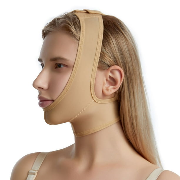 Correa de compresión para la barbilla - Vendaje médico para estiramiento facial, cuello, cirugía plástica y bucal - Levantamiento de máscara para la barbilla - Prenda de compresión posquirúrgica después de la liposucción - Suministros de recuperación quirúrgica (M) brillar Electrónica