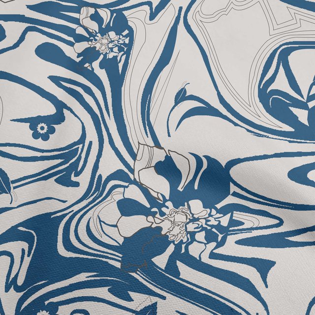oneOone Cotton Flex Medium Blue Fabric Abstracts Craft Projects Decor Fabric Printed By The Yard 40 Inch Wide