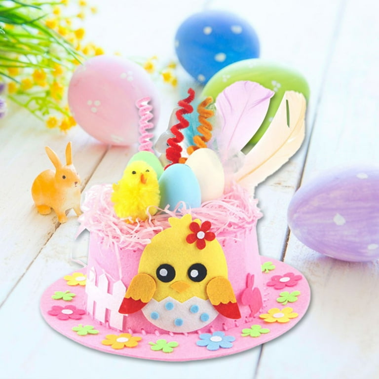 Darzheoy Easter Bonnet Kit for Kids, Easter Chick Bunny Egg DIY - Main Image