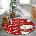 thumbnail image 4 of Red Snowman Christmas Round Area Rug 3 FT, Small Kitchen Bathroom Mat, Xmas Winter Snowflake Let Snow Washable Indoor Outdoor Throw Runner Carpet Non-Shedding Doormat for Table Shower Sofa Entryway, 4 of 9