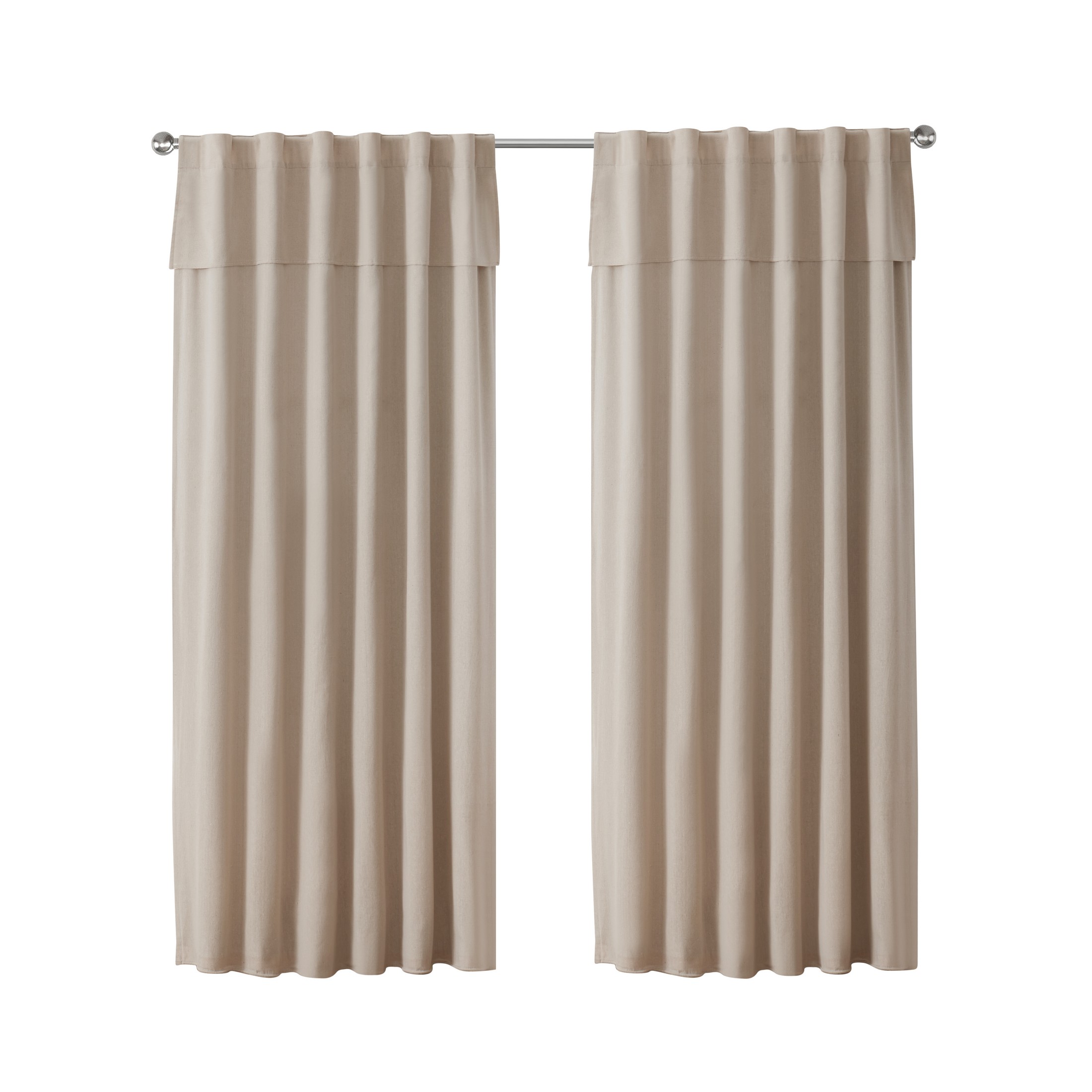 My Texas House Hayden Solid Blackout Back Tab Single Curtain Panel with Valance, Linen, 52" x 86"