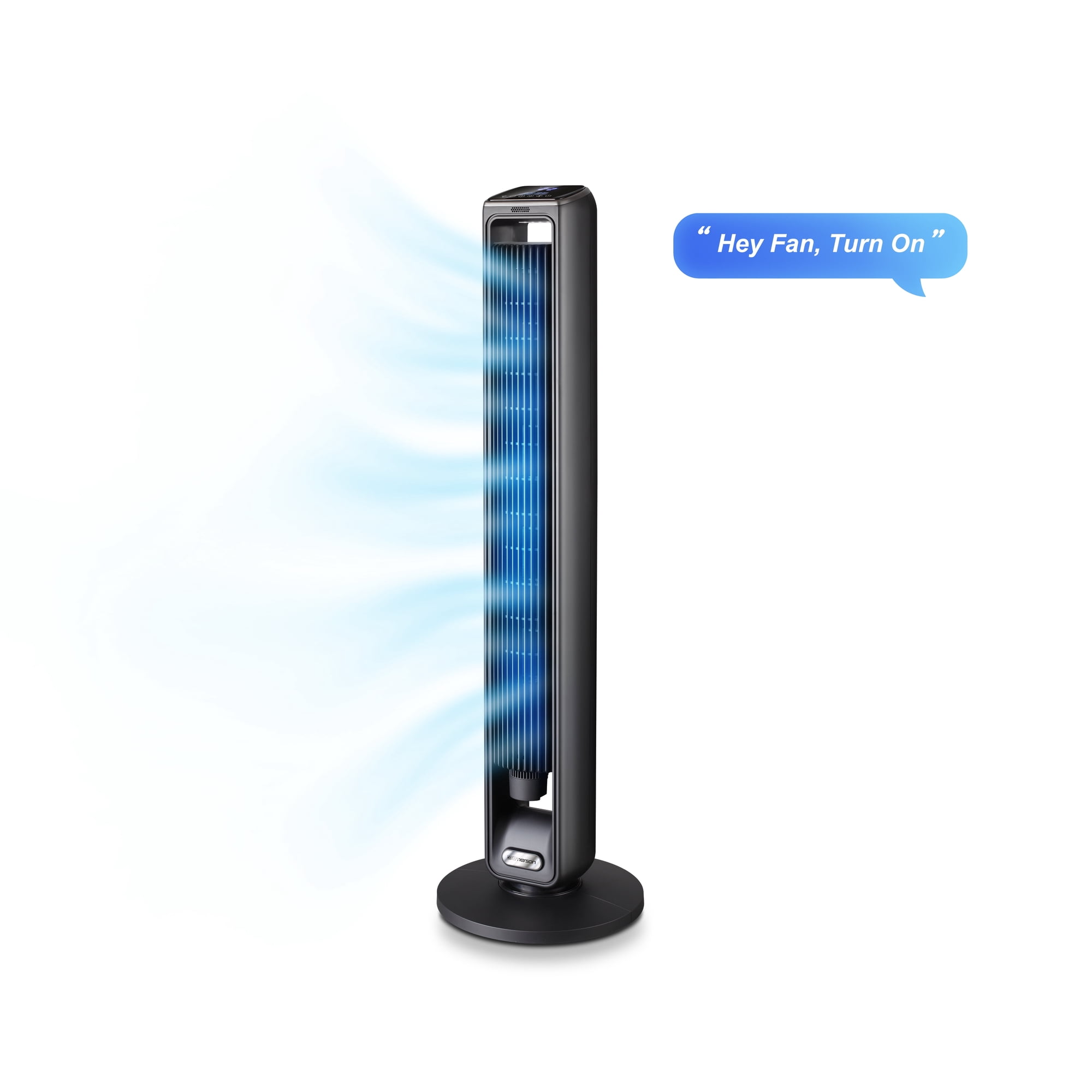 Emerson SmartVoice 42" Bladeless Tower Fan – 3-Speed Oscillating Fan with Offline Voice Control, 15-Hour Timer, Sleep Mode, Aroma Diffuser, Remote