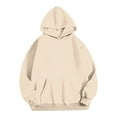 thumbnail image 3 of Oversized Hoodies for Women Casual Long Sleeve Solid Color Sweatshirts Pullover Hooded Sweaters with Pockets Winter Loose Top (Beige S), 3 of 5