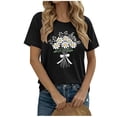thumbnail image 2 of DPTALR Women's Summer Fitted Casual Floral Print Round Neck Short Sleeve T-Shirt,Black,Size S, 2 of 5