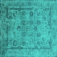 thumbnail image 1 of Ahgly Company Indoor Square Oriental Turquoise Blue Industrial Area Rugs, 7' Square, 1 of 4