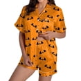 thumbnail image 2 of Ensembles de Pyjama pour Femmes Pyjamas pour Femmes en Satin de Soie à Imprimé Graphique Mignons Vêtements de Nuit Boutons Hauts à Manches Courtes Ensembles de Shorts TTG, 2 of 7