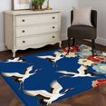 thumbnail image 3 of Japanese Style Area Rugs 4'x6', Washable Small Throw Rugs for Office Bathroom, Blue Rustic Botanical Blossom Peony Birds Indoor Outdoor Rug Non-Slip Low Pile Carpet Runner Reversible Floor Mats, 3 of 8