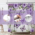 thumbnail image 6 of SUNOLIFE Purple Shower Curtain Butterfly Waterproof Fabric Bathroom Shower Curtains, 72x72 in, 6 of 8