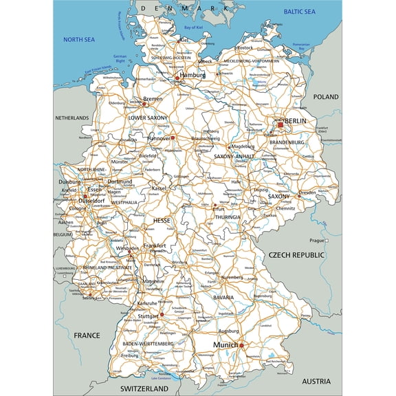 Road Map of Germany Poster - Detailed Travel & Reference Guide | Gift Ideas Poster Paper